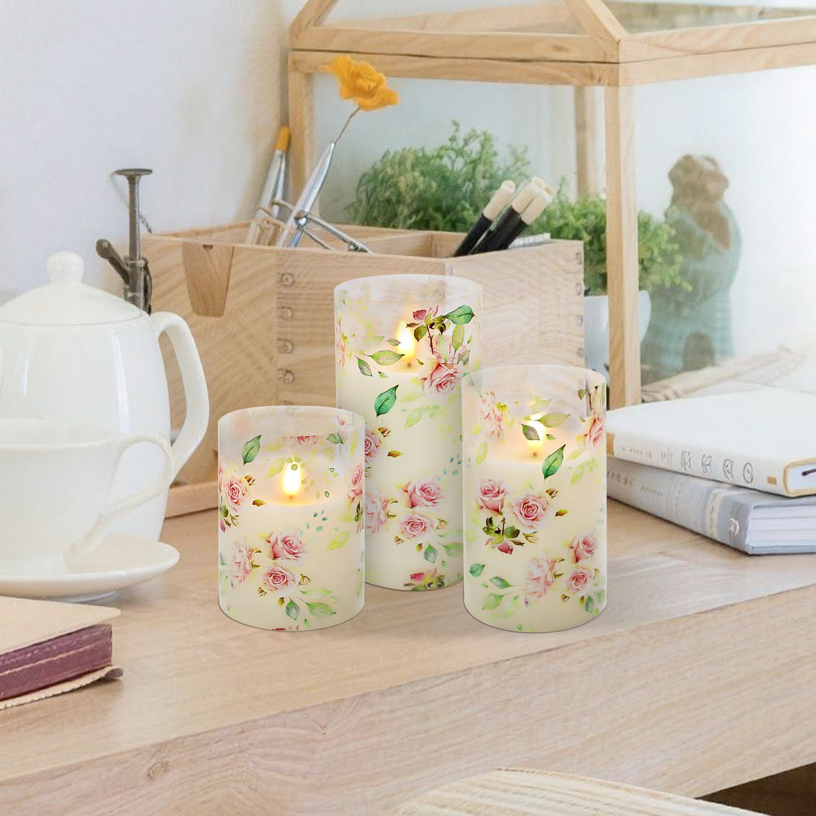 Wholesale 3PCS LED Flameless Flickering Candles Set with Remote Control - AA Battery Operated Handcrafted Decor