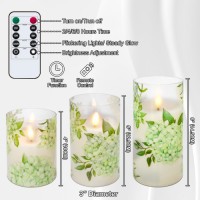 3pcs Flameless Candles Flickering LED Pillar Candles 10-Button Remote Control Floral