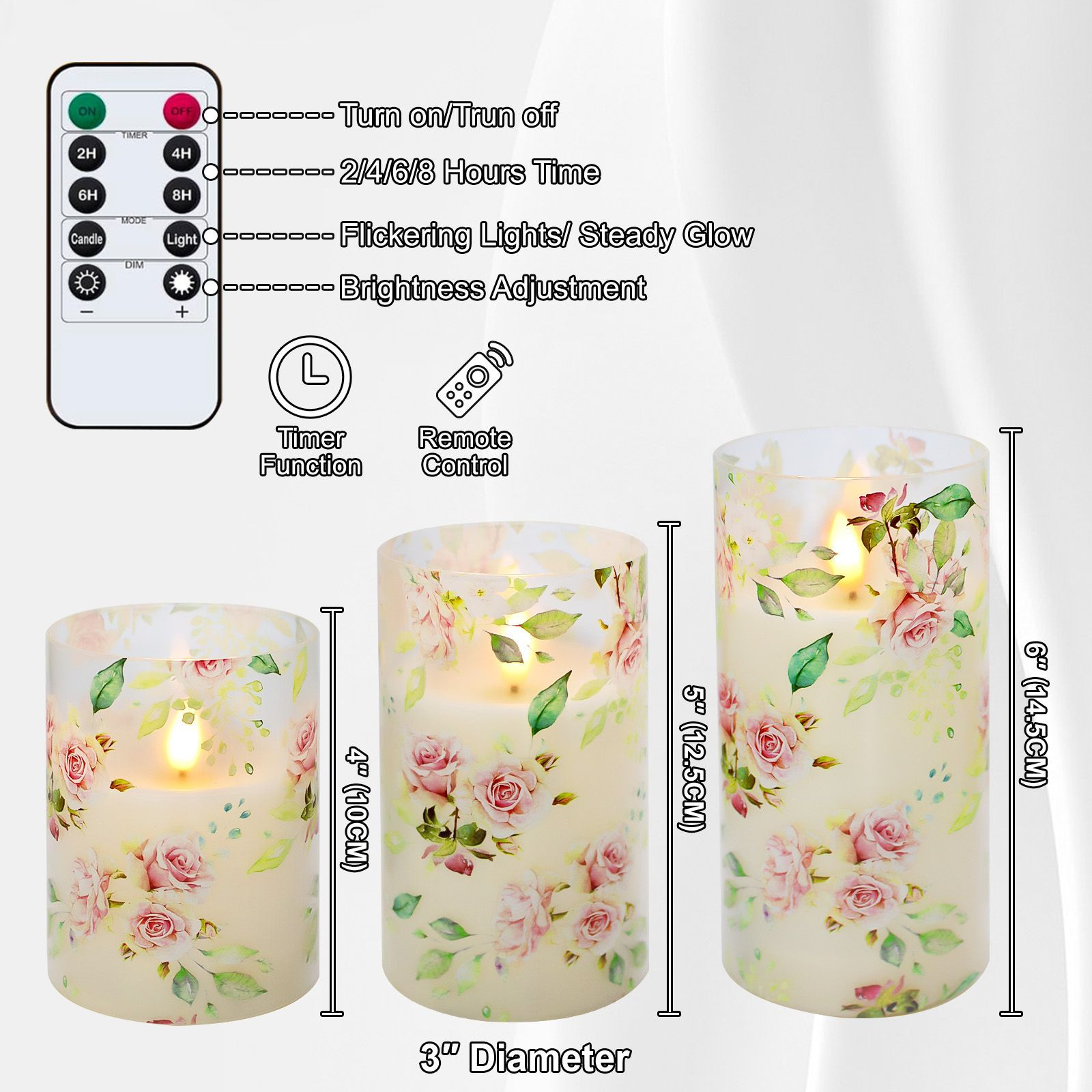 Wholesale 3PCS LED Flameless Flickering Candles Set with Remote Control - AA Battery Operated Handcrafted Decor
