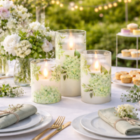 3pcs Flameless Candles Flickering LED Pillar Candles 10-Button Remote Control Floral