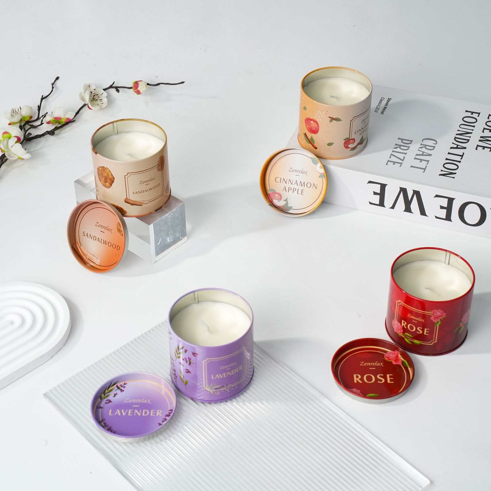 Scented Candles, 4 Pack Soy Wax Candle Gift Set Birthday Gifts for Women, Party Favors Decoration