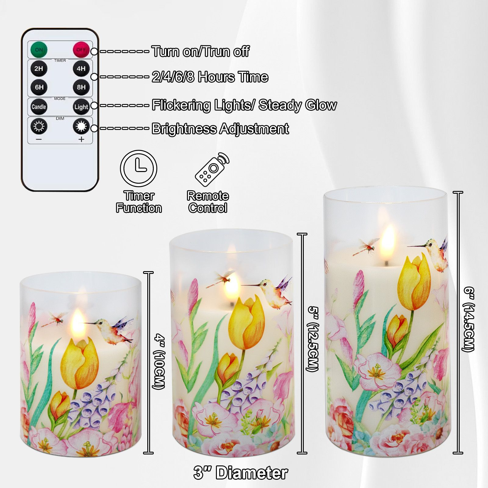 Wholesale 3PCS LED Flameless Flickering Candles Set with Remote Control