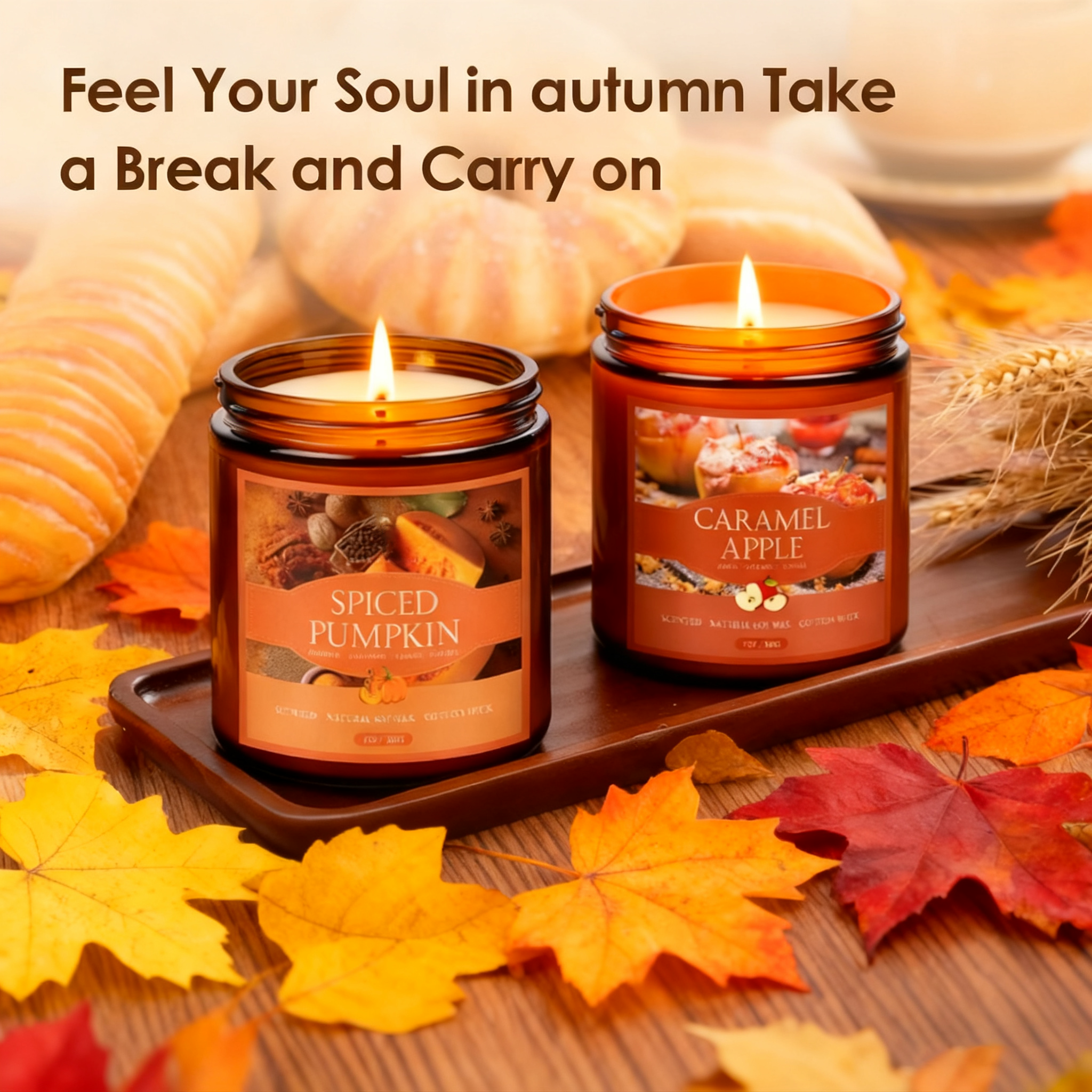 Wholesale 4-Pack Autumn Scented Soy Wax Candle Gift Set Pumpkin Spice, Caramel & Cinnamon Fragrance Candles for Cozy