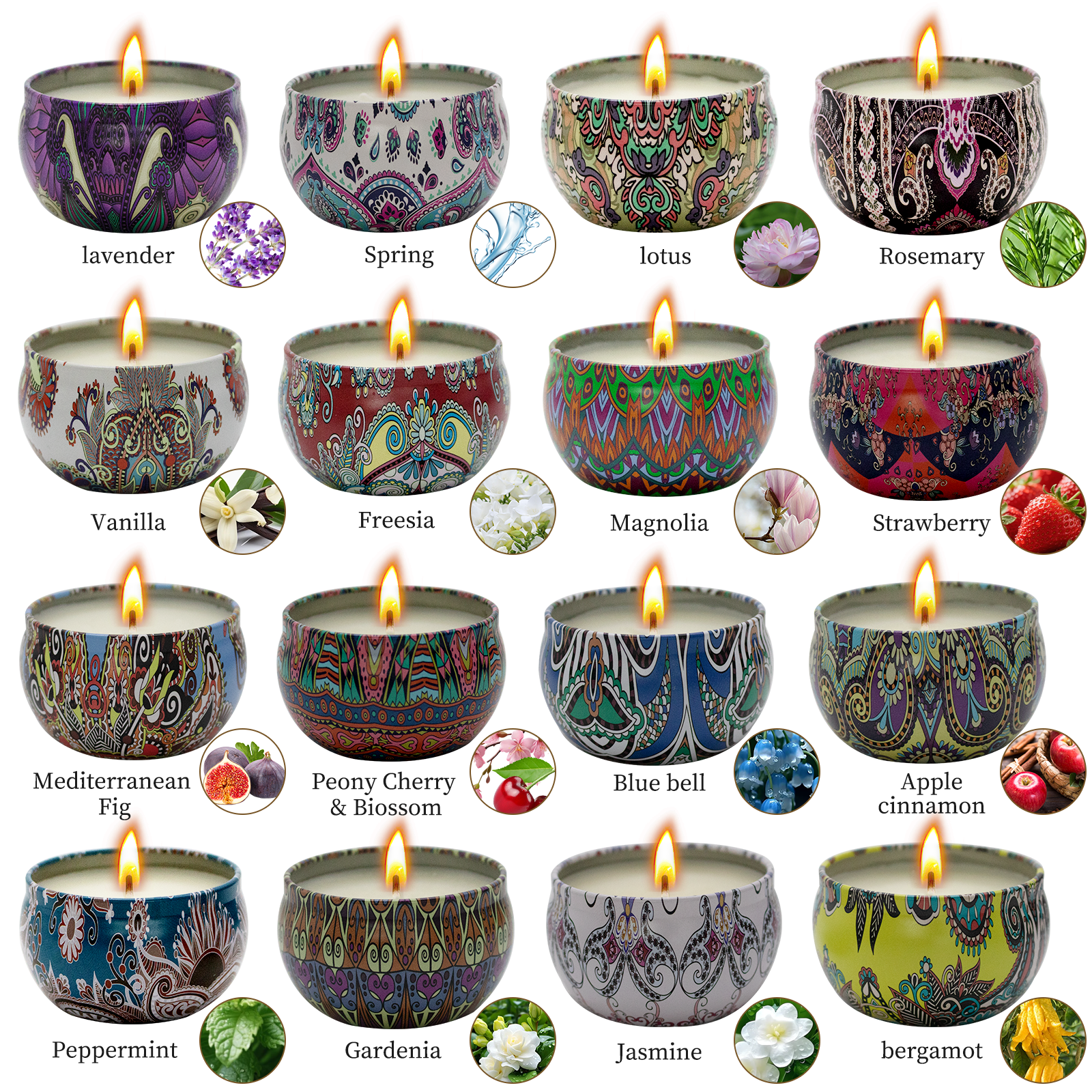 Wholesale Scented Candles, Long-lasting Fragrance Candle For Home Decor,16pcs Tin Candles