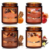 Wholesale 4-Pack Autumn Scented Soy Wax Candle Gift Set Pumpkin Spice, Caramel & Cinnamon Fragrance Candles for Cozy