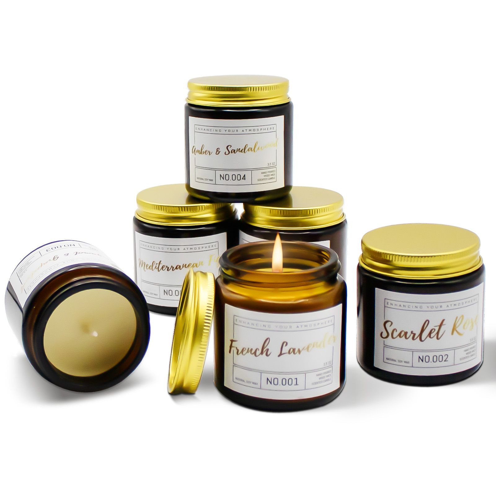 Wholesale 6-Pack Natural Soy Wax Scented Candles Gift Set – 300 Hours Long Burning Aromatherapy Candles for Women