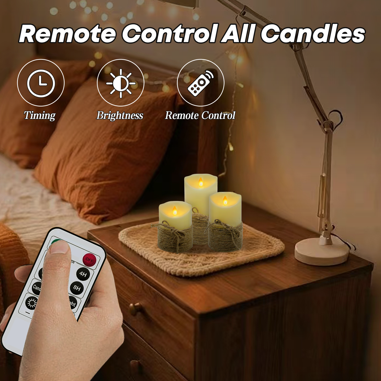 Wholesale 3pcs LED Flameless Candles Set with 10-Key Remote Control & 24-Hour Timer – Battery Operated Flickering
