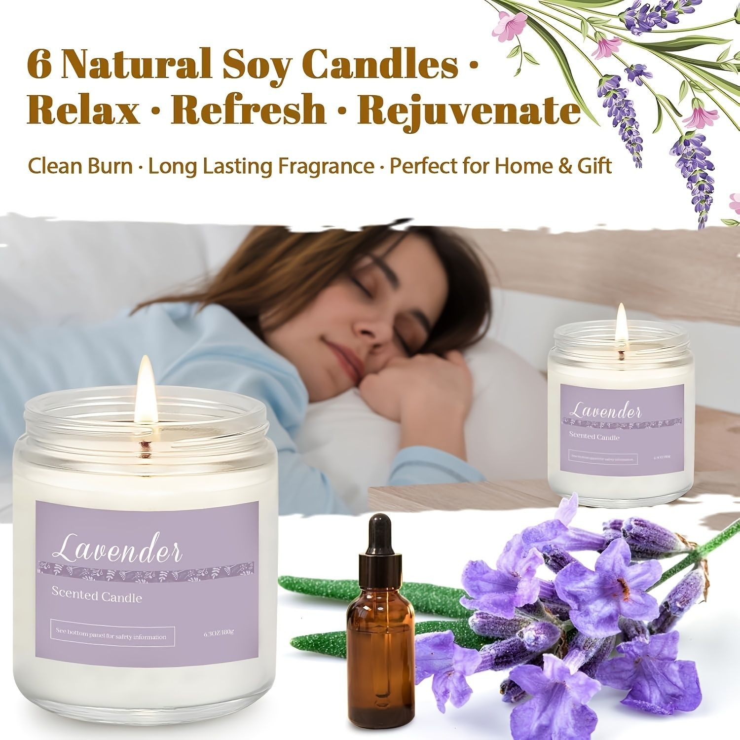 Wholesale 6-Pack Scented Candles Gift Set 300 Hours Long Burning Aromatherapy Candles