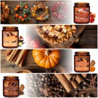 Wholesale 4-Pack Autumn Scented Soy Wax Candle Gift Set Pumpkin Spice, Caramel & Cinnamon Fragrance Candles for Cozy
