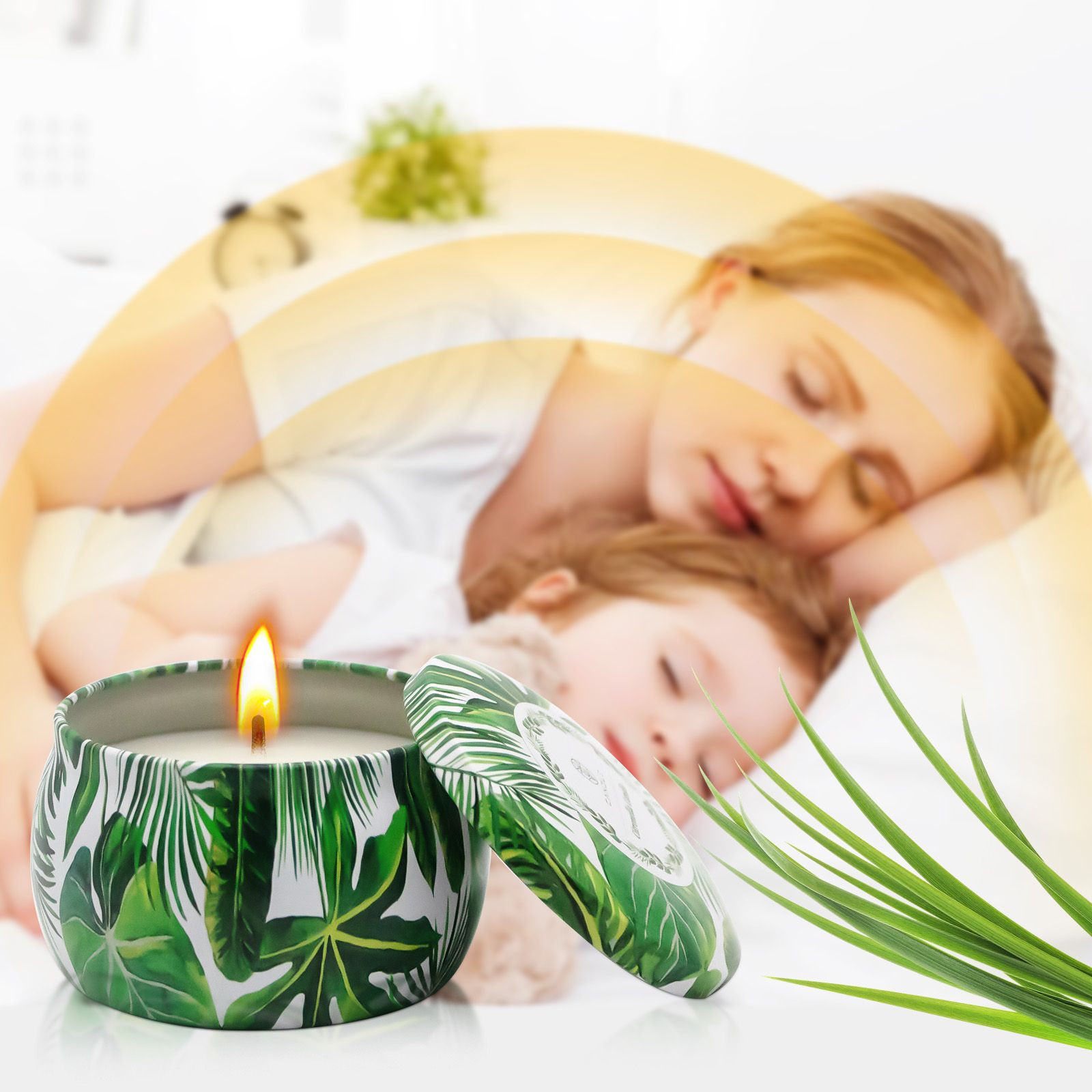 Wholesale 6 Pack Citronella Scented Candles in Green Tin Natural Soy Wax Mosquito Repellent Candles