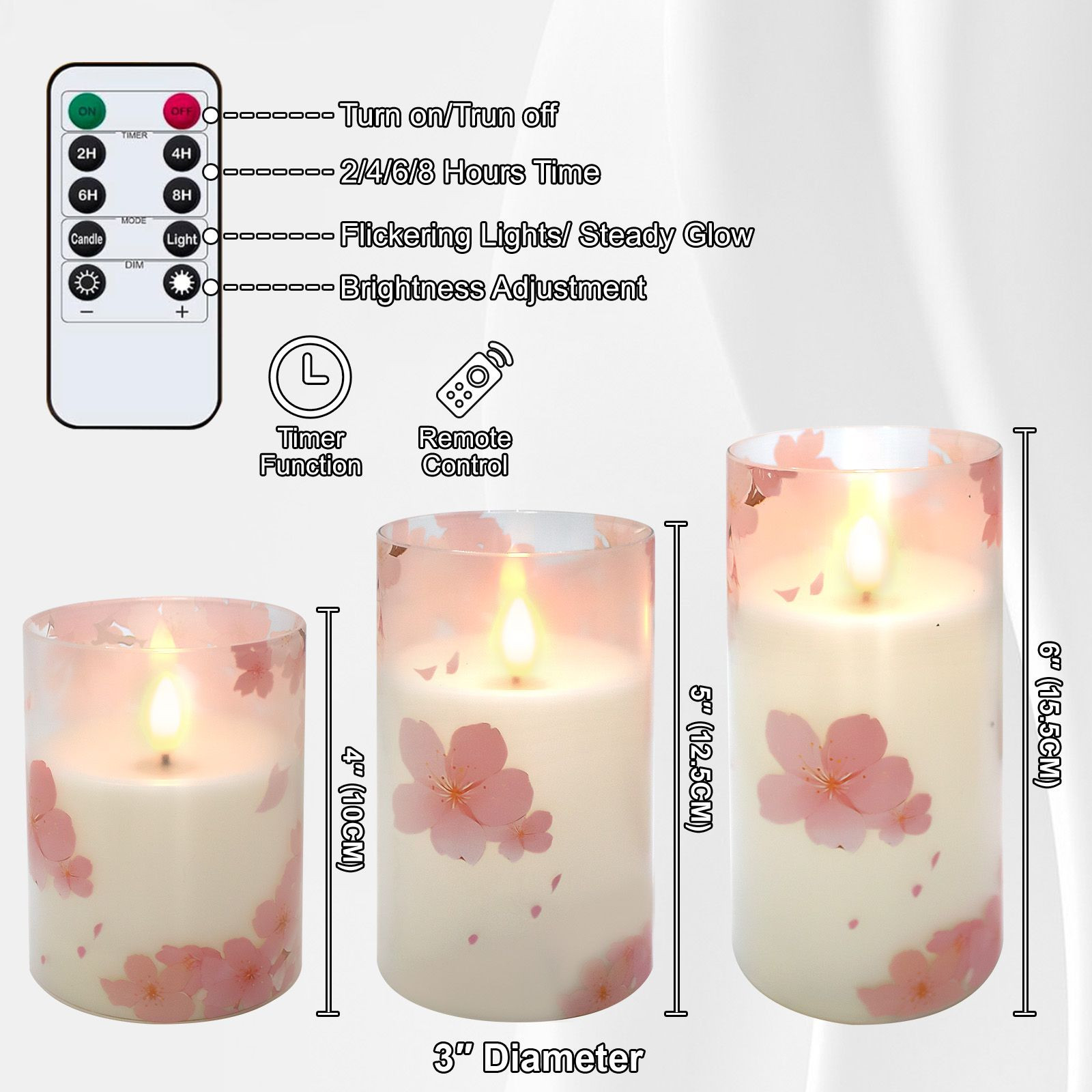 3pcs LED Flameless Candles Set with Remote Control