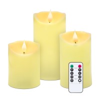 Wholesale 3 Packs 3D Light Heads Flashing LED Flameless Candles – Battery Operated Cylindrical Candles with Remote Cont